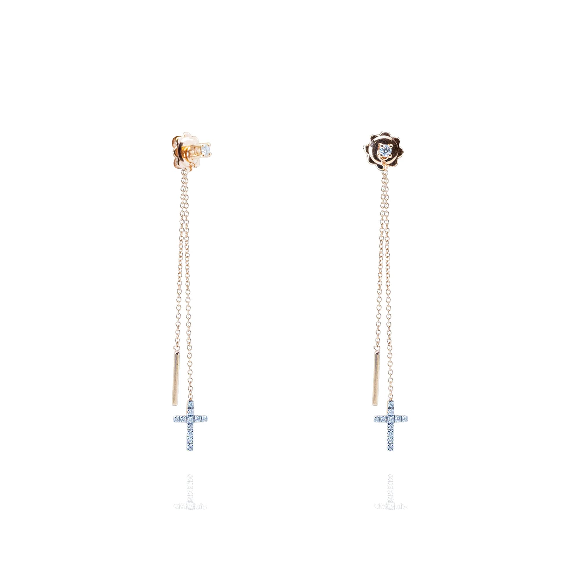 Pendientes oro rosa de 18 quilates, con diamantes