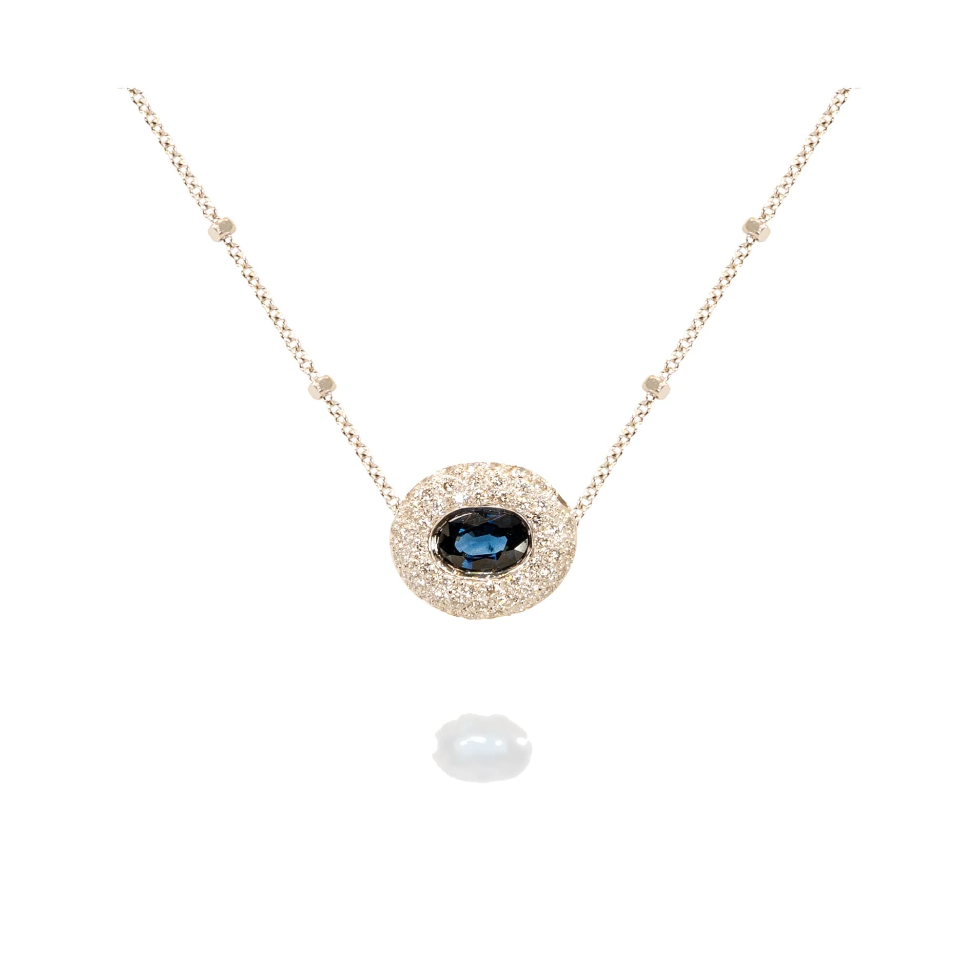 Colgante zafiro azul y brillantes