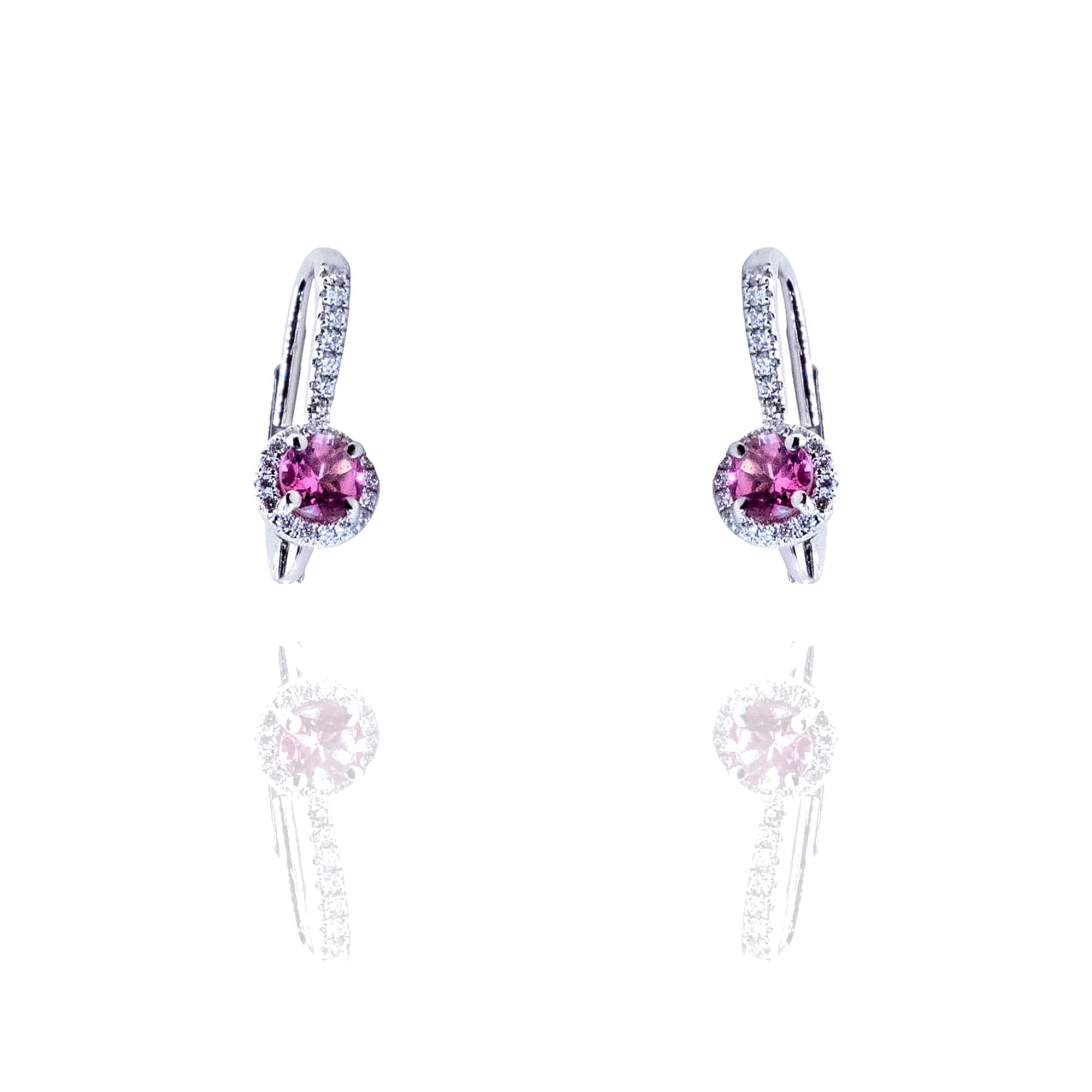 Pendientes oro de ley blanco, turmalinas y diamantes