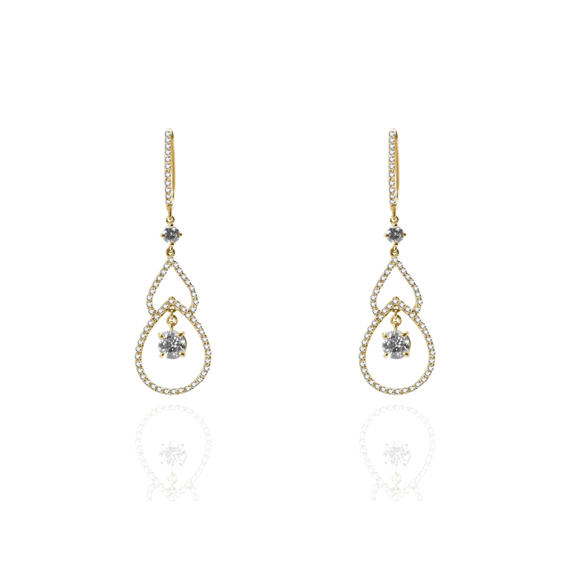 Pendientes oro blanco y oro rosa y brillantes