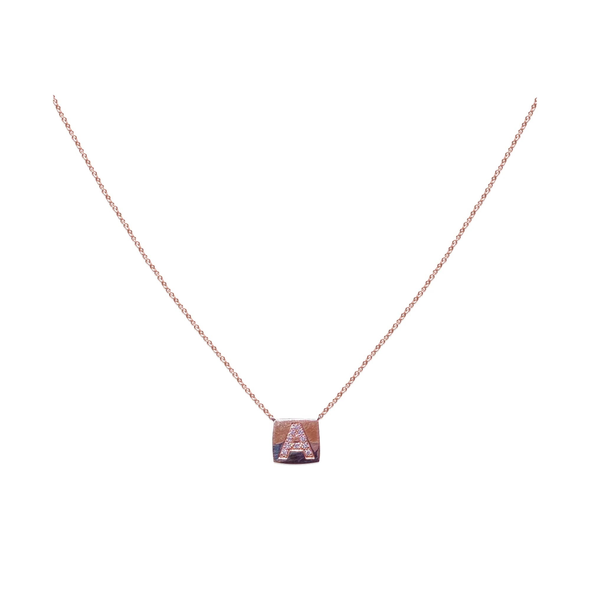 Colgante letra A oro rosa con diamantes