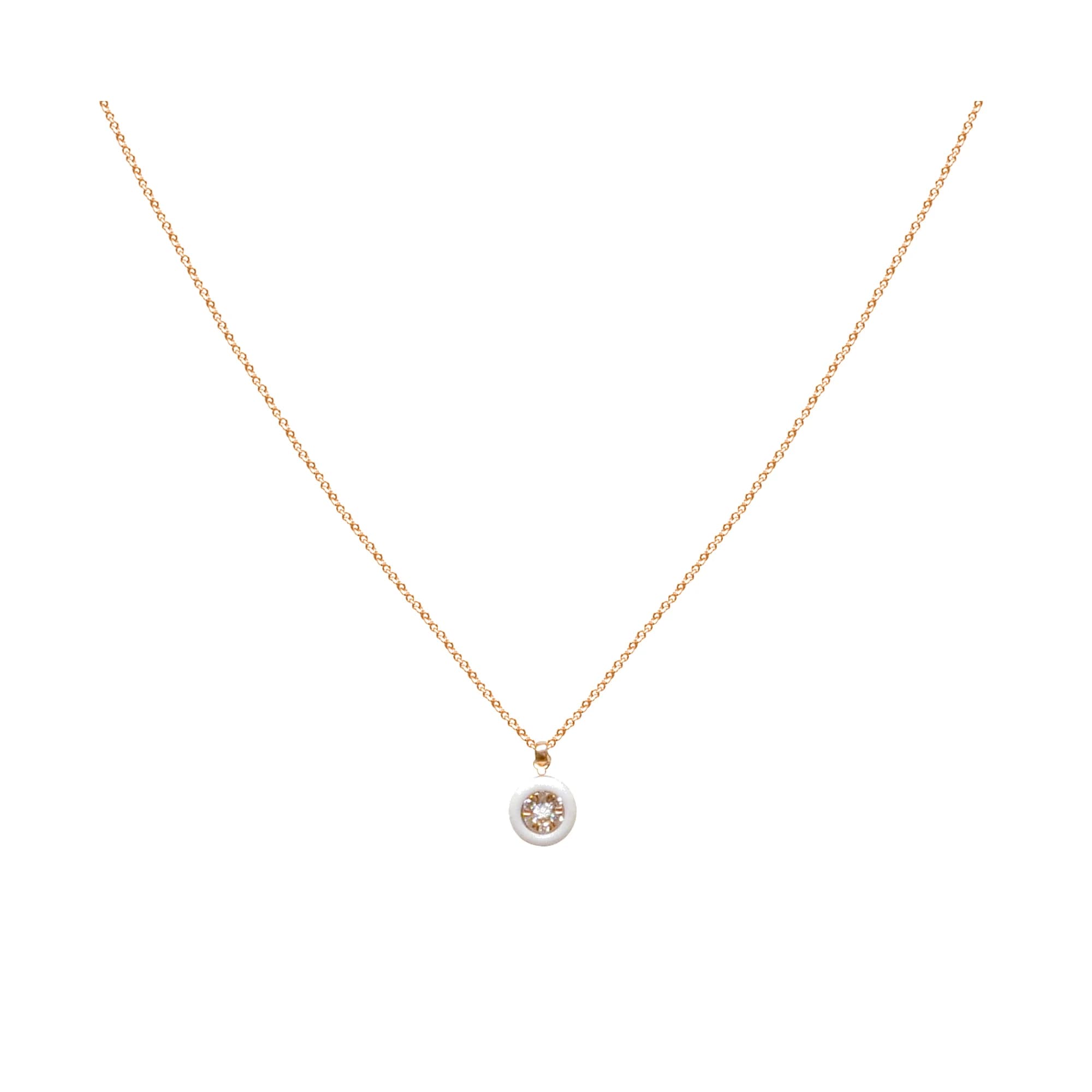 Colgante oro amarillo, ágata blanca y brillante