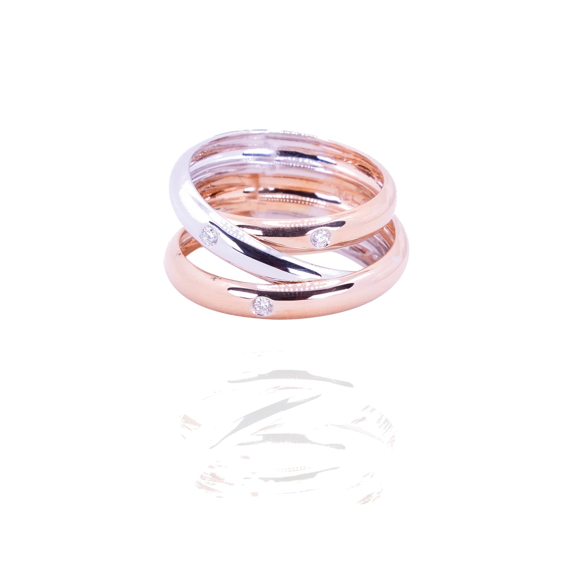 Sortija oro blanco oro rosa y brillantes