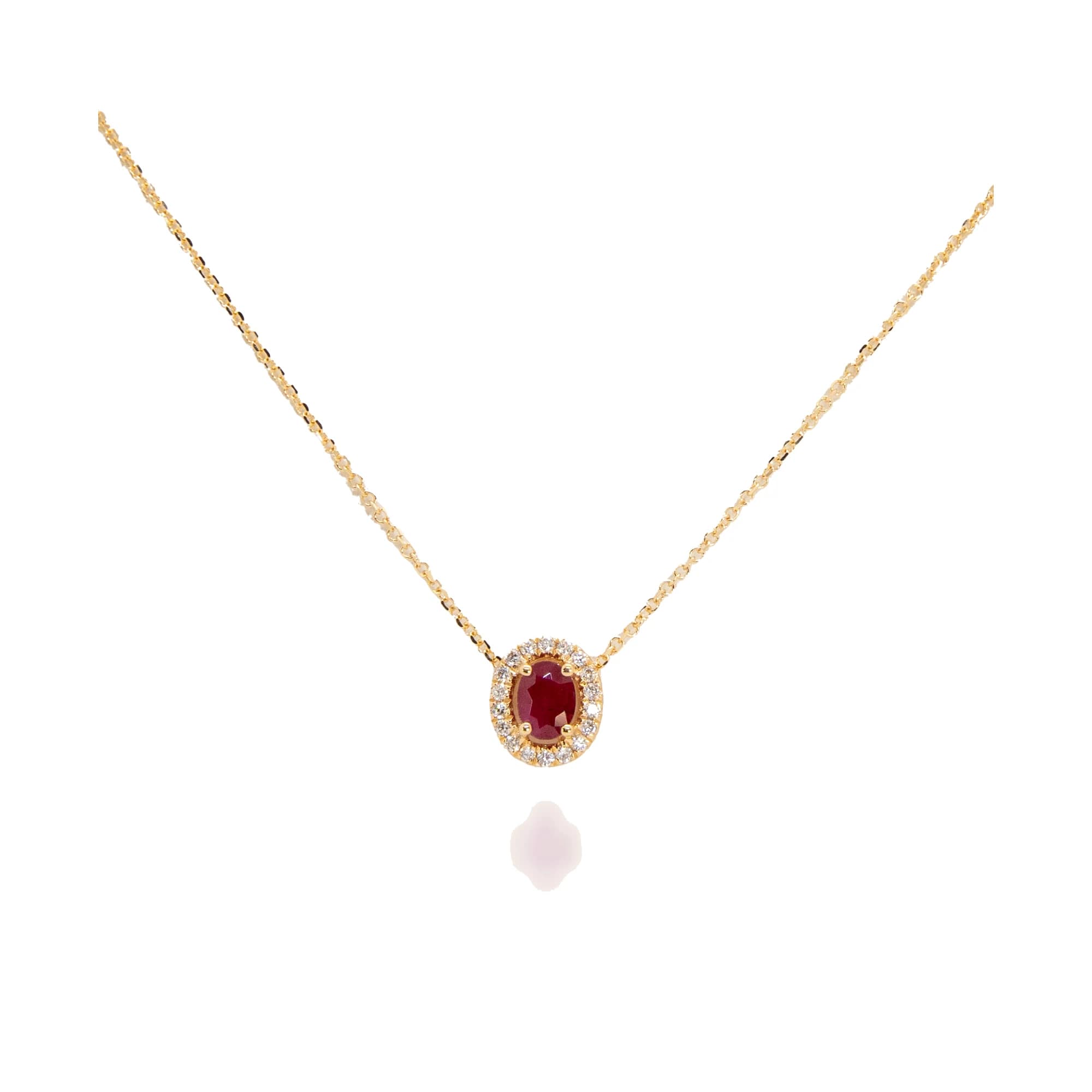 Colgante con cadena brillantes y Rubí