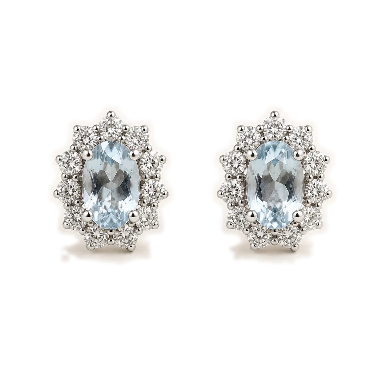 Pendientes de aguamarina y brillantes
