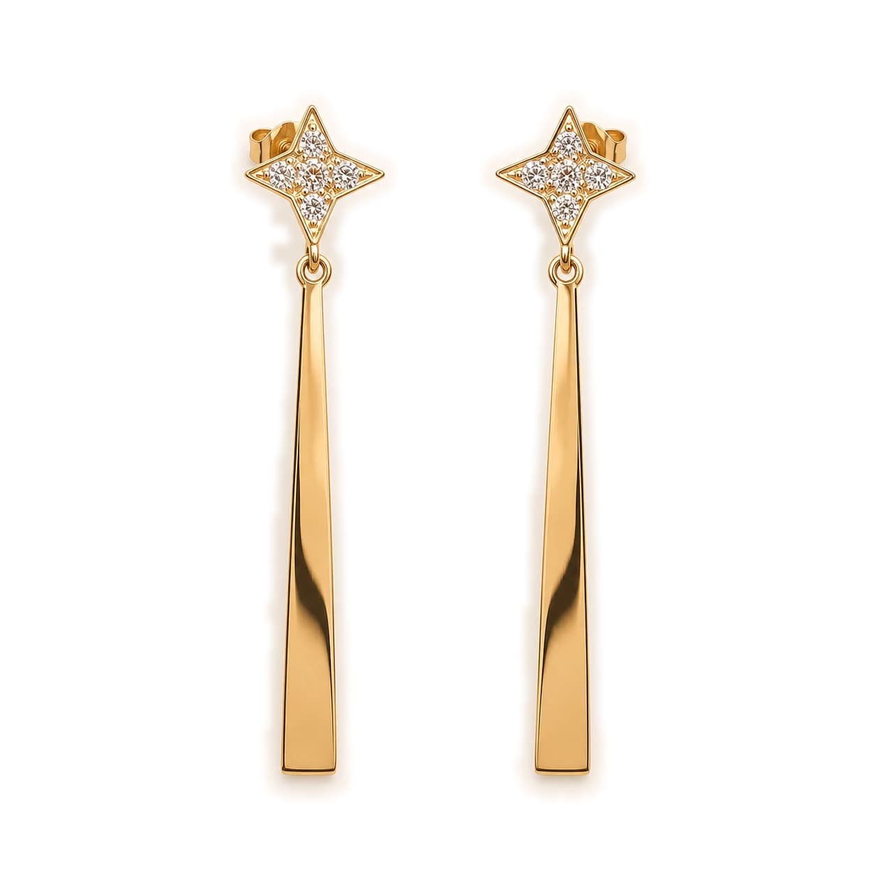 Pendientes largos en oro rosa