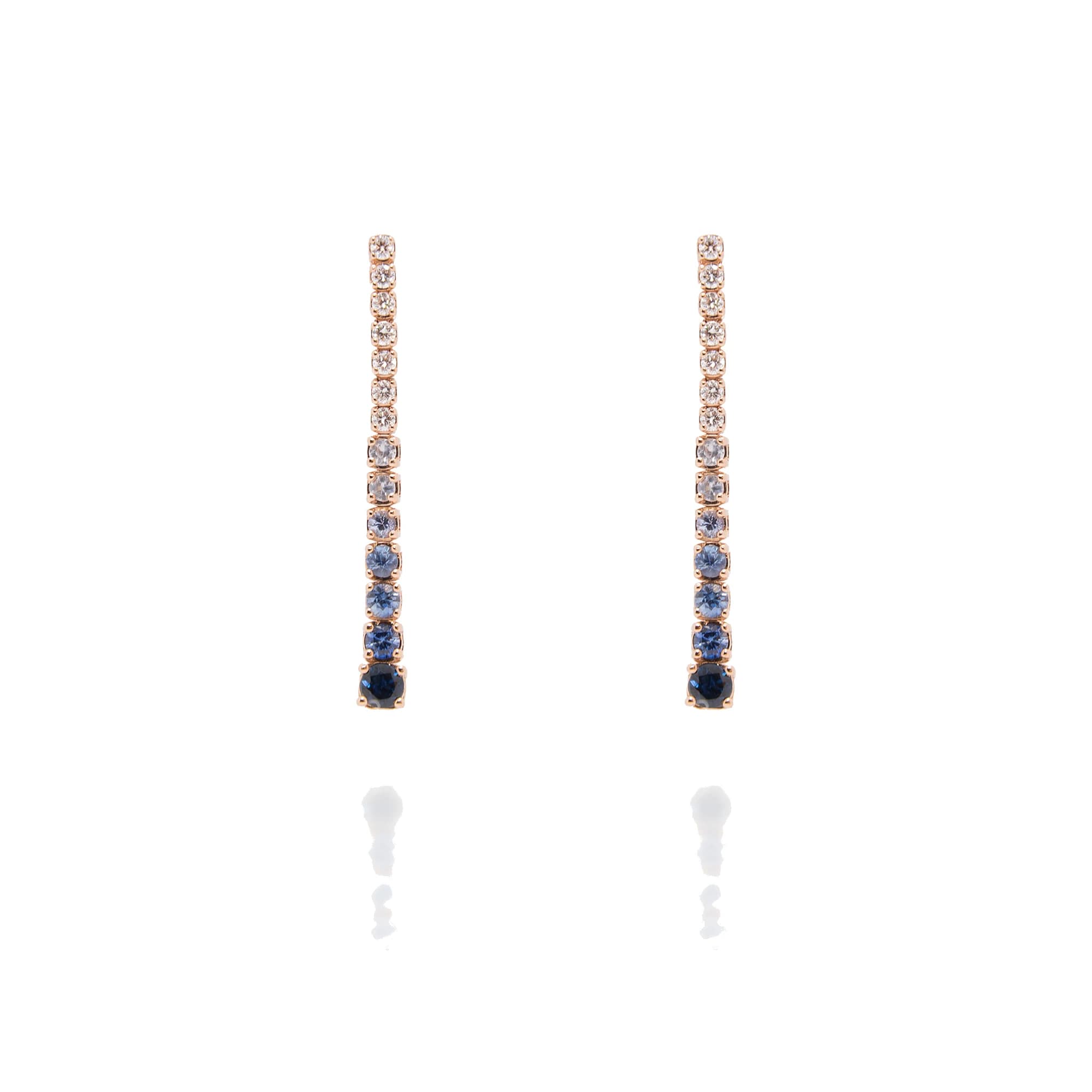 Pendientes oro rosa brillantes y zafiros