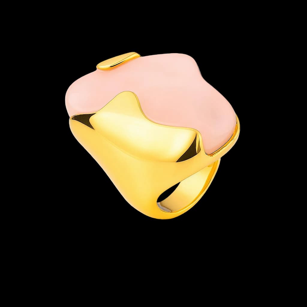 Anillo oro cuarzo rosa