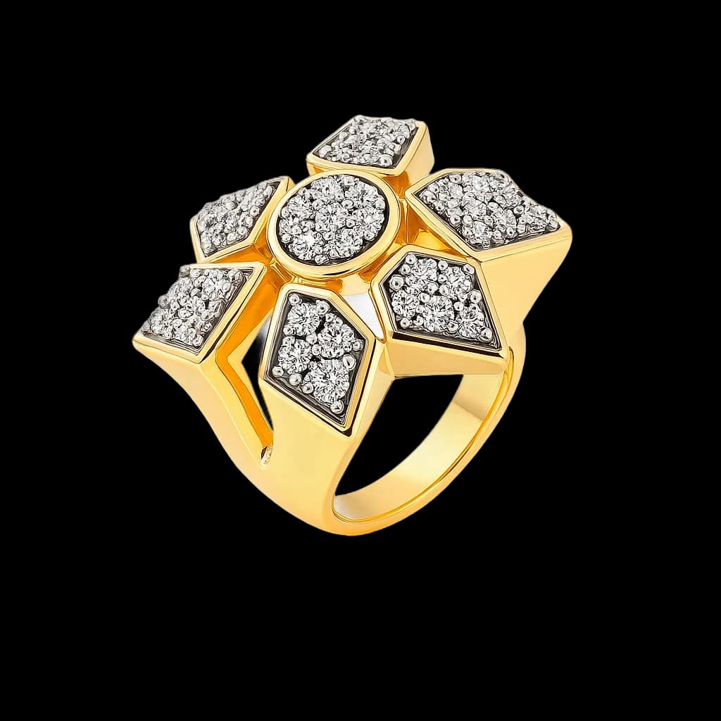 Anillo oro drusa titanio