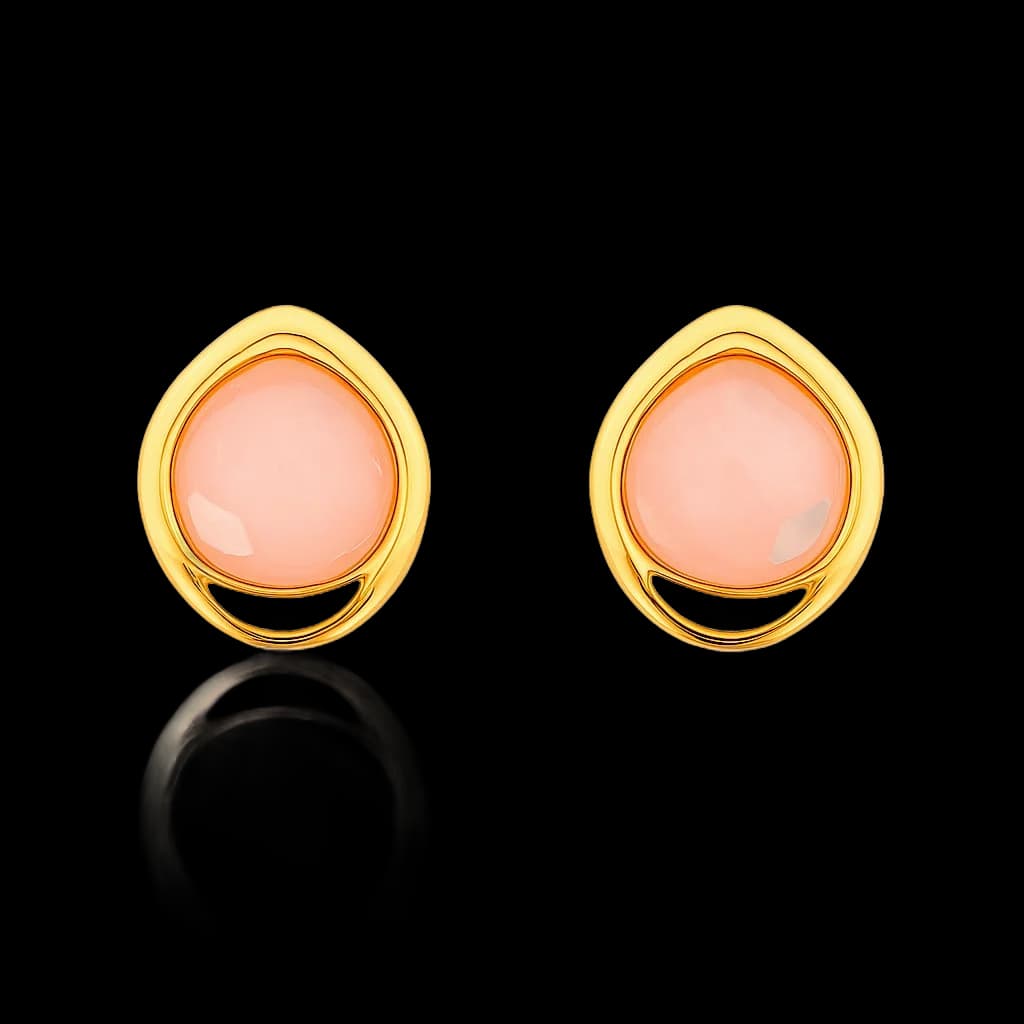 Pendiente corto cuarzo rosa