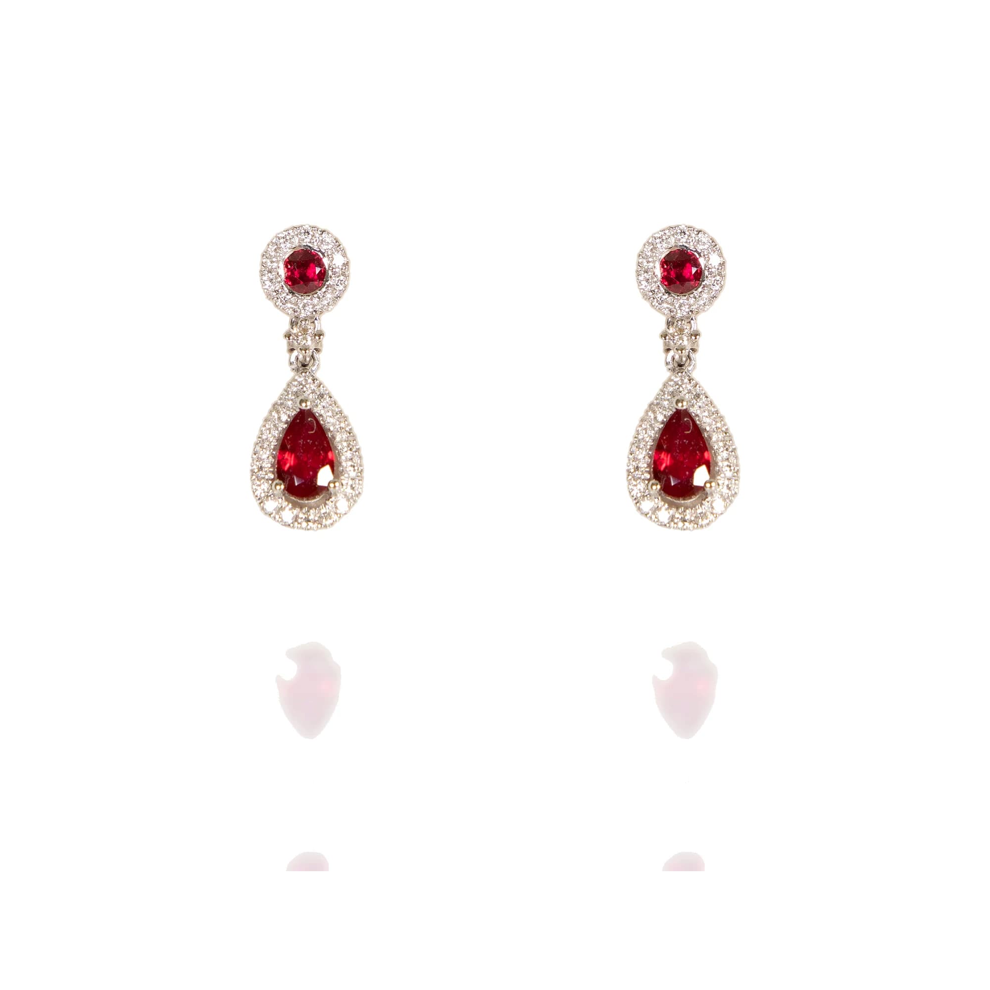 Pendientes rubí y brillantes