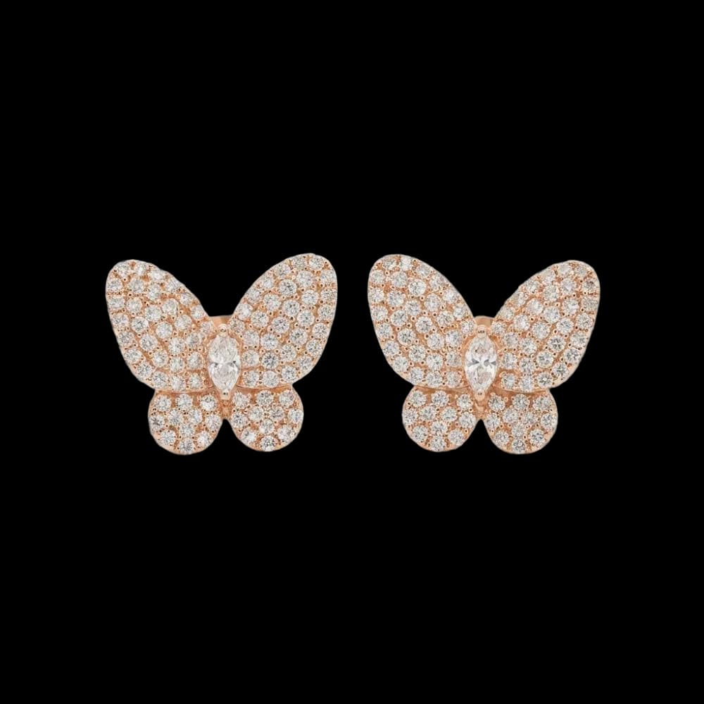 Pendientes oro rosa y diamantes