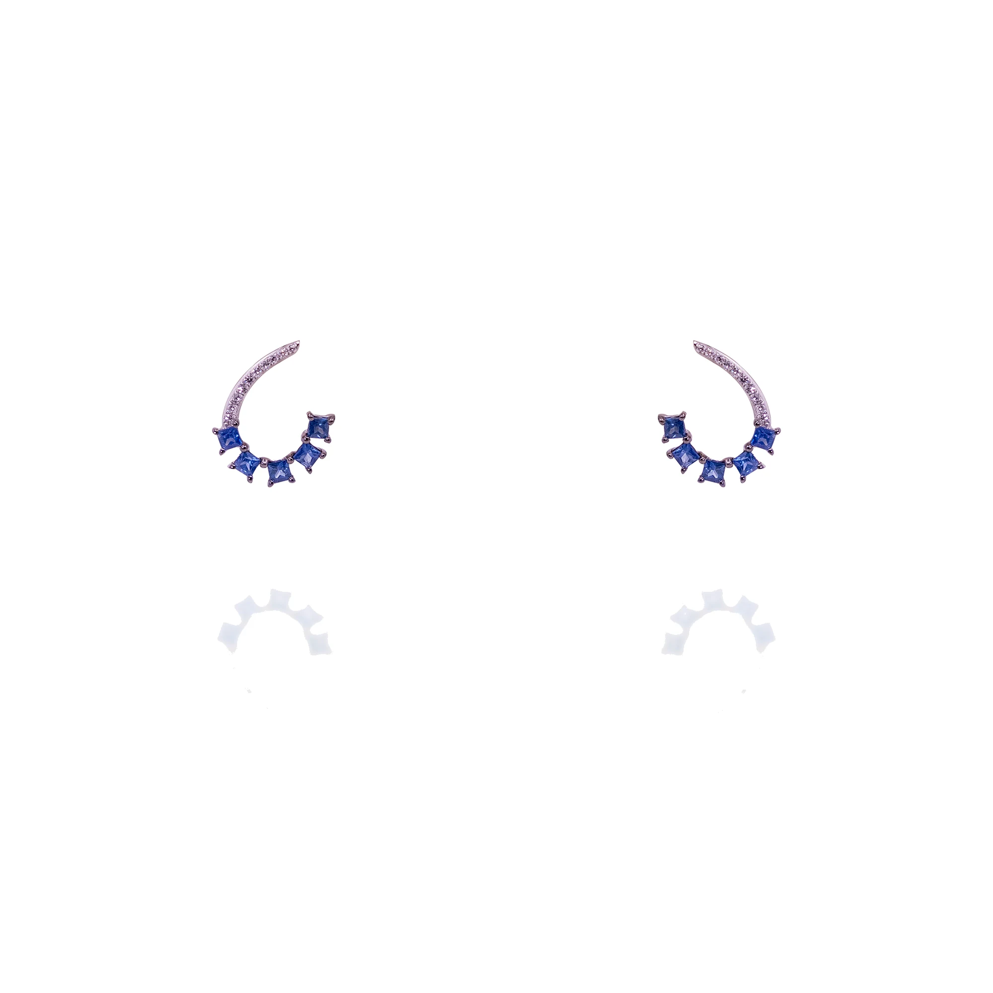Pendientes oro blanco y zafiros