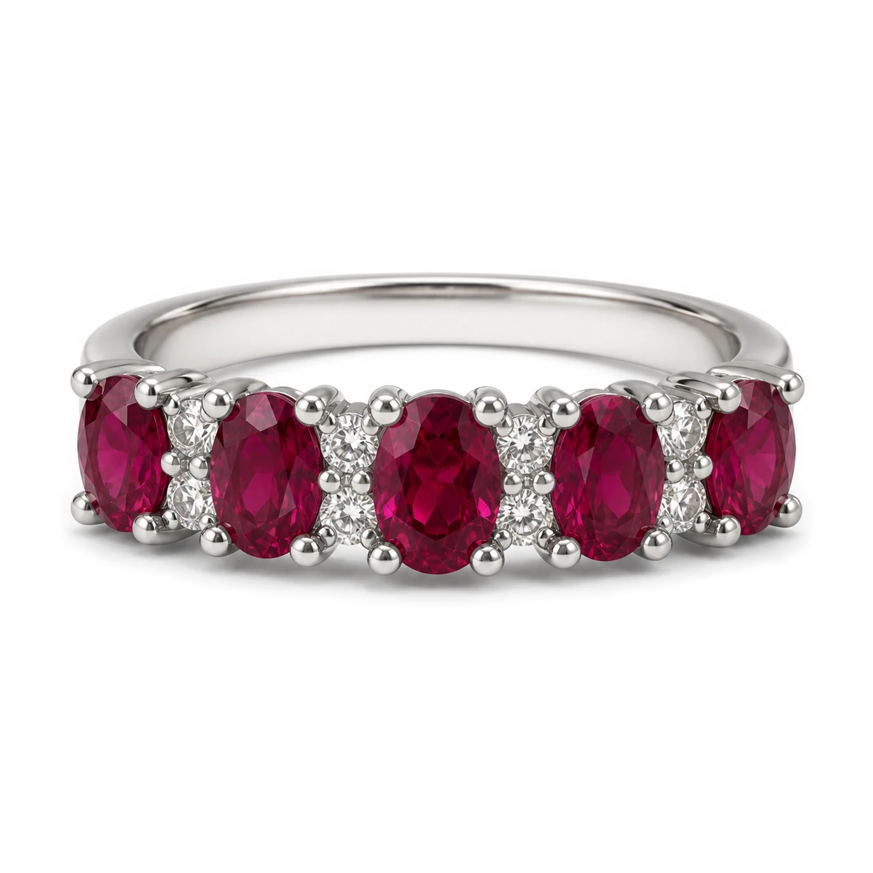 Anillo de rubíes talla oval