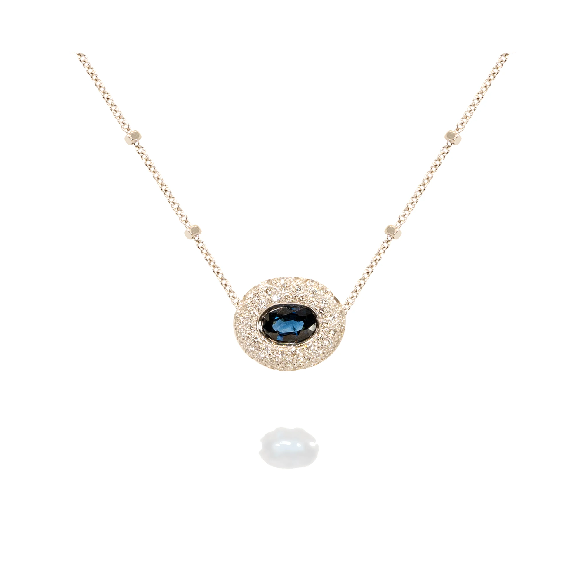 Colgante zafiro azul y brillantes