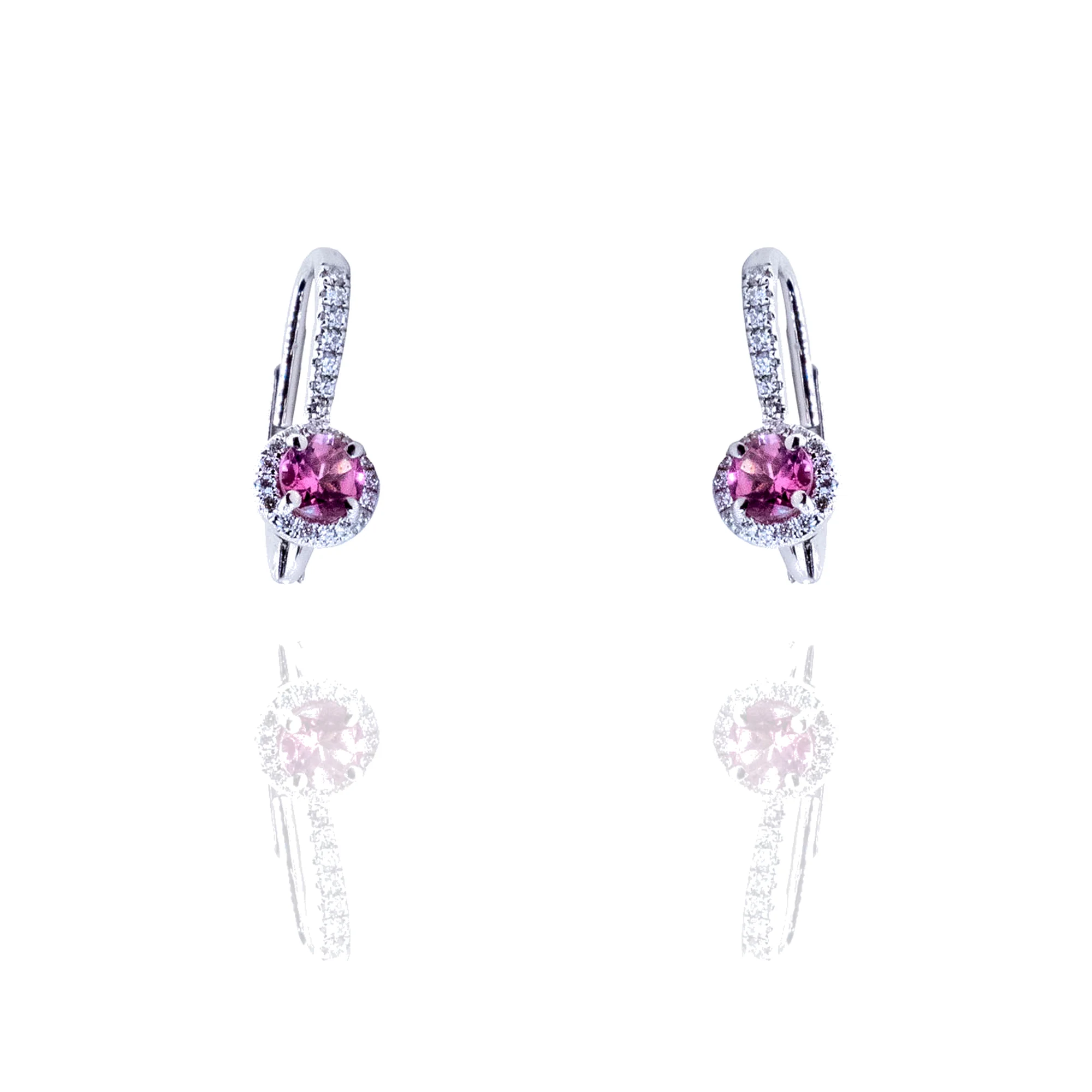 Pendientes oro de ley blanco, turmalinas y diamantes