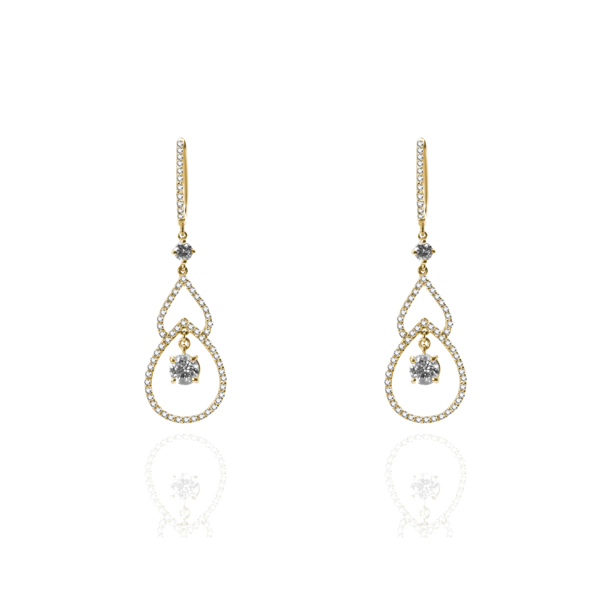 Pendientes oro blanco y oro rosa y brillantes