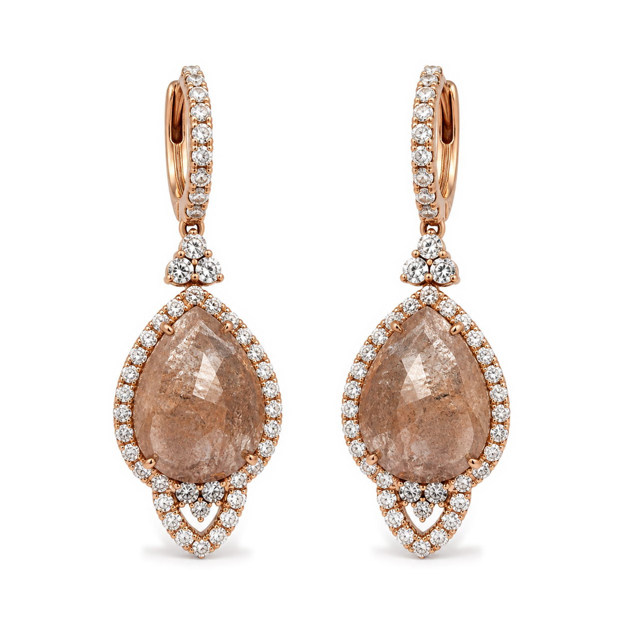 Pendientes de oro rosa con morganita