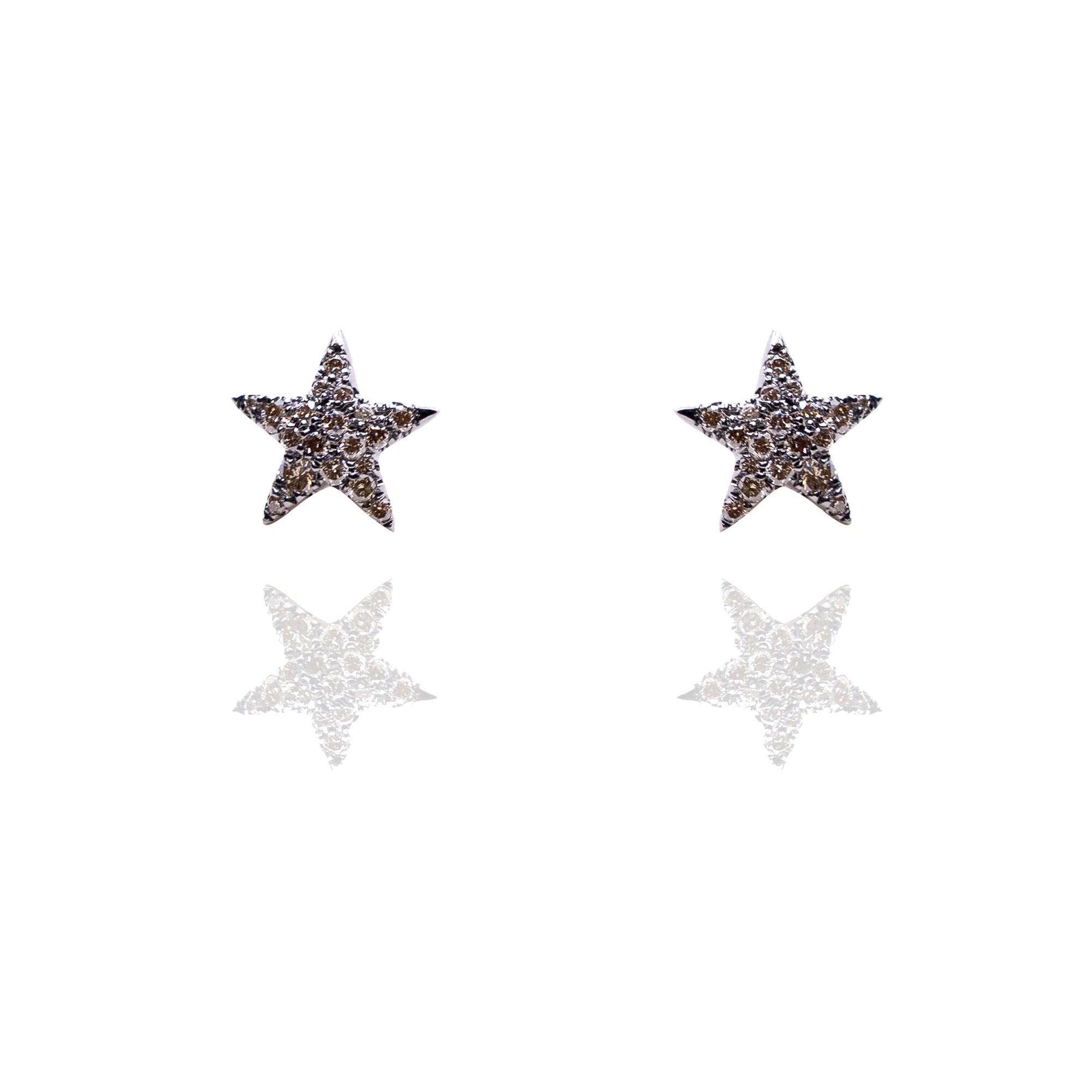 Pendiente estrella oro rosa de ley y brillantes brown