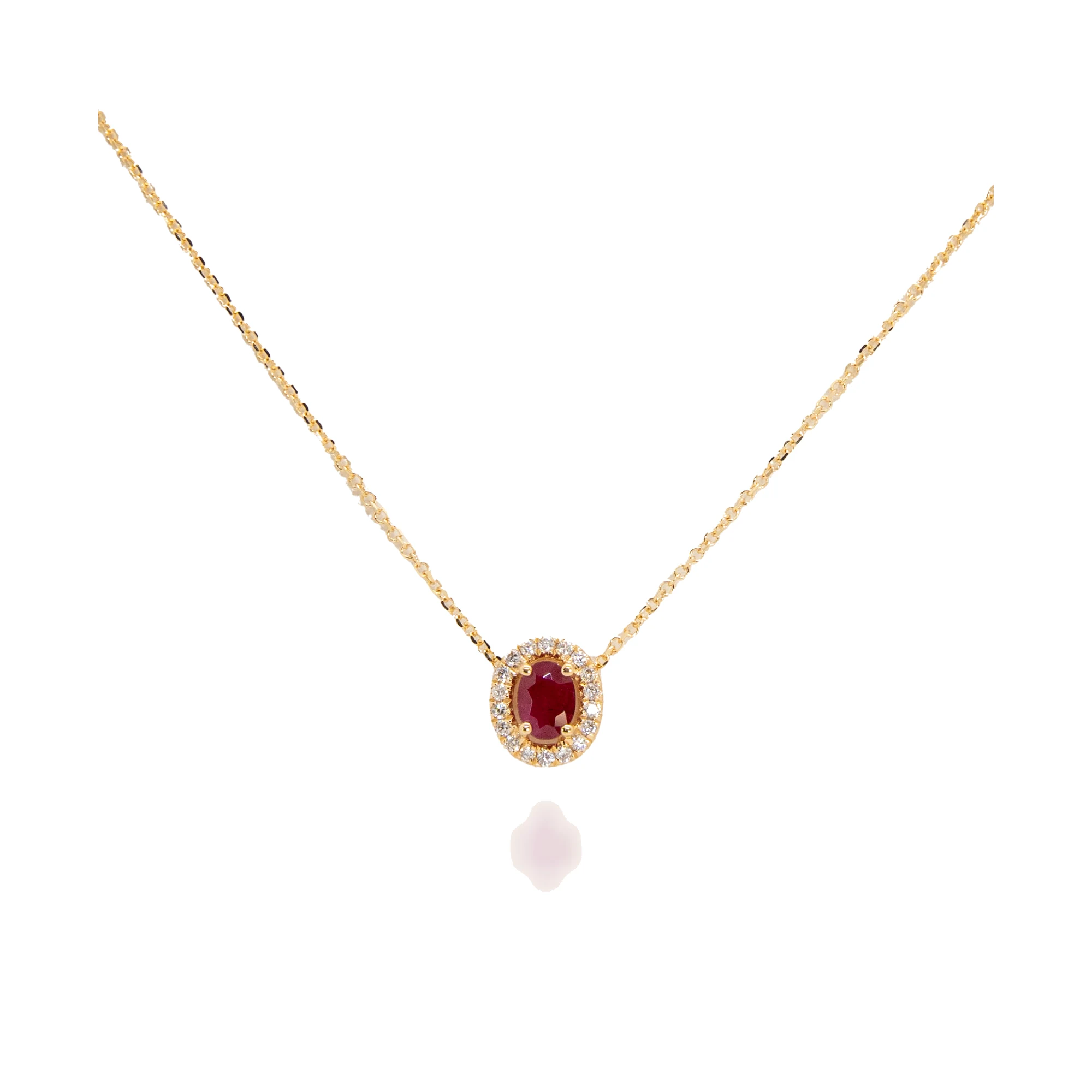 Colgante con cadena brillantes y Rubí