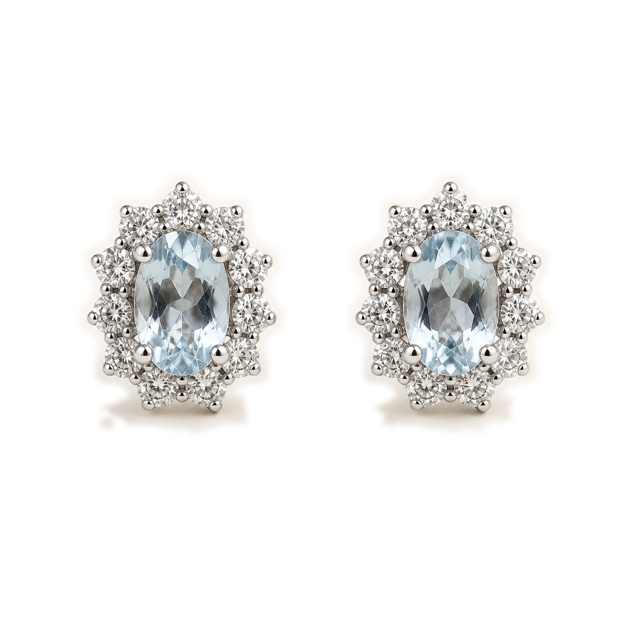 Pendientes de aguamarina y brillantes