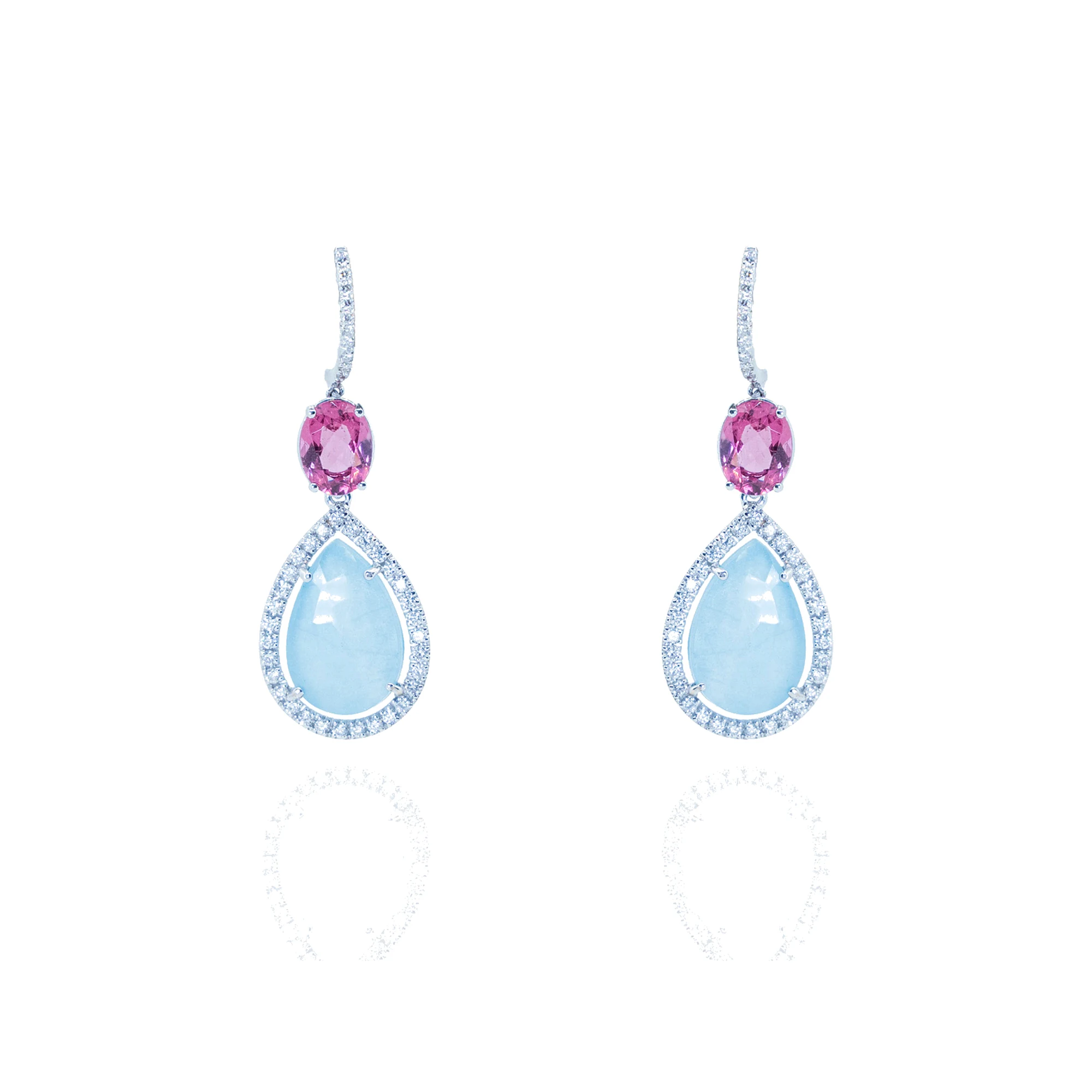 Pendientes oro blanco y brillantes