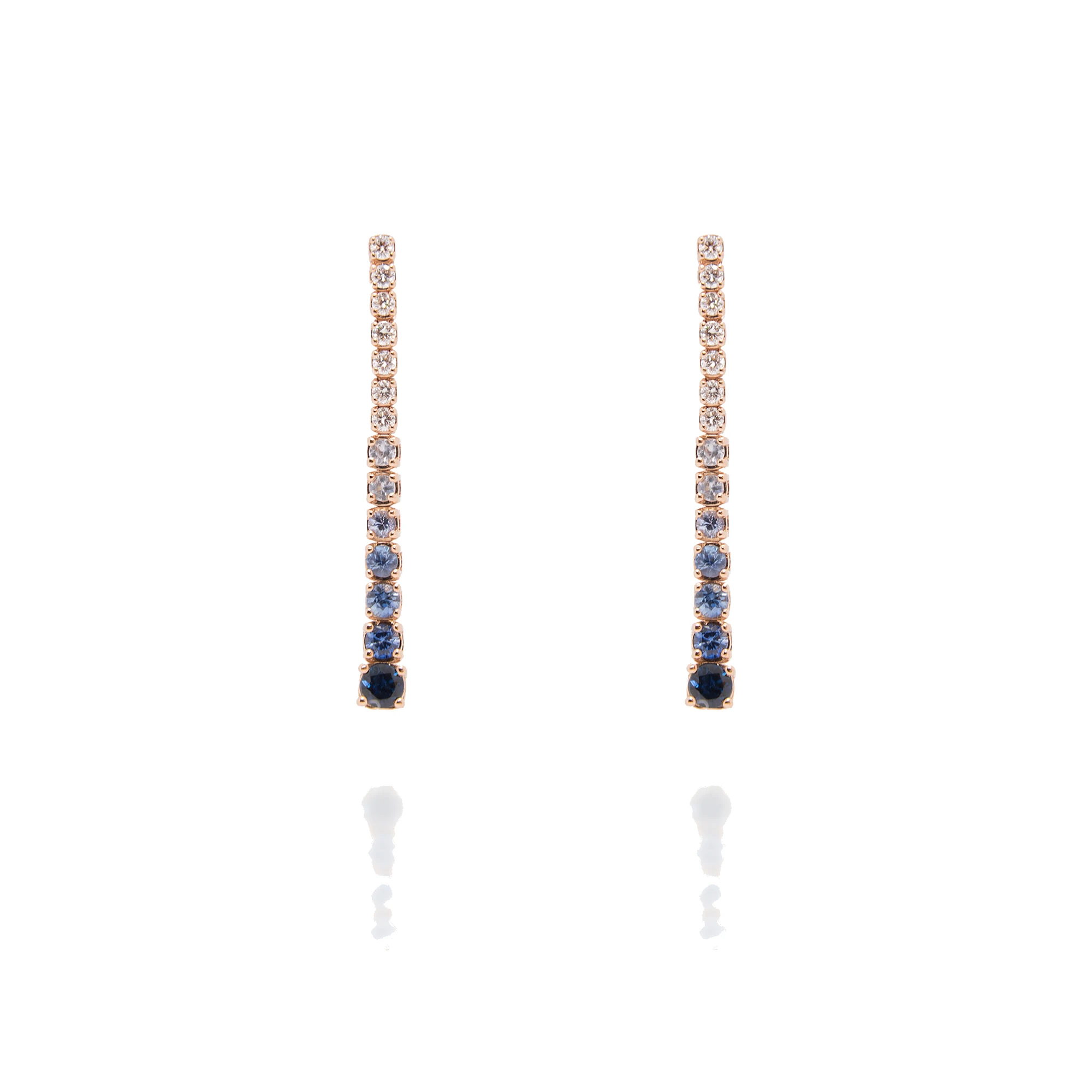 Pendientes oro rosa brillantes y zafiros