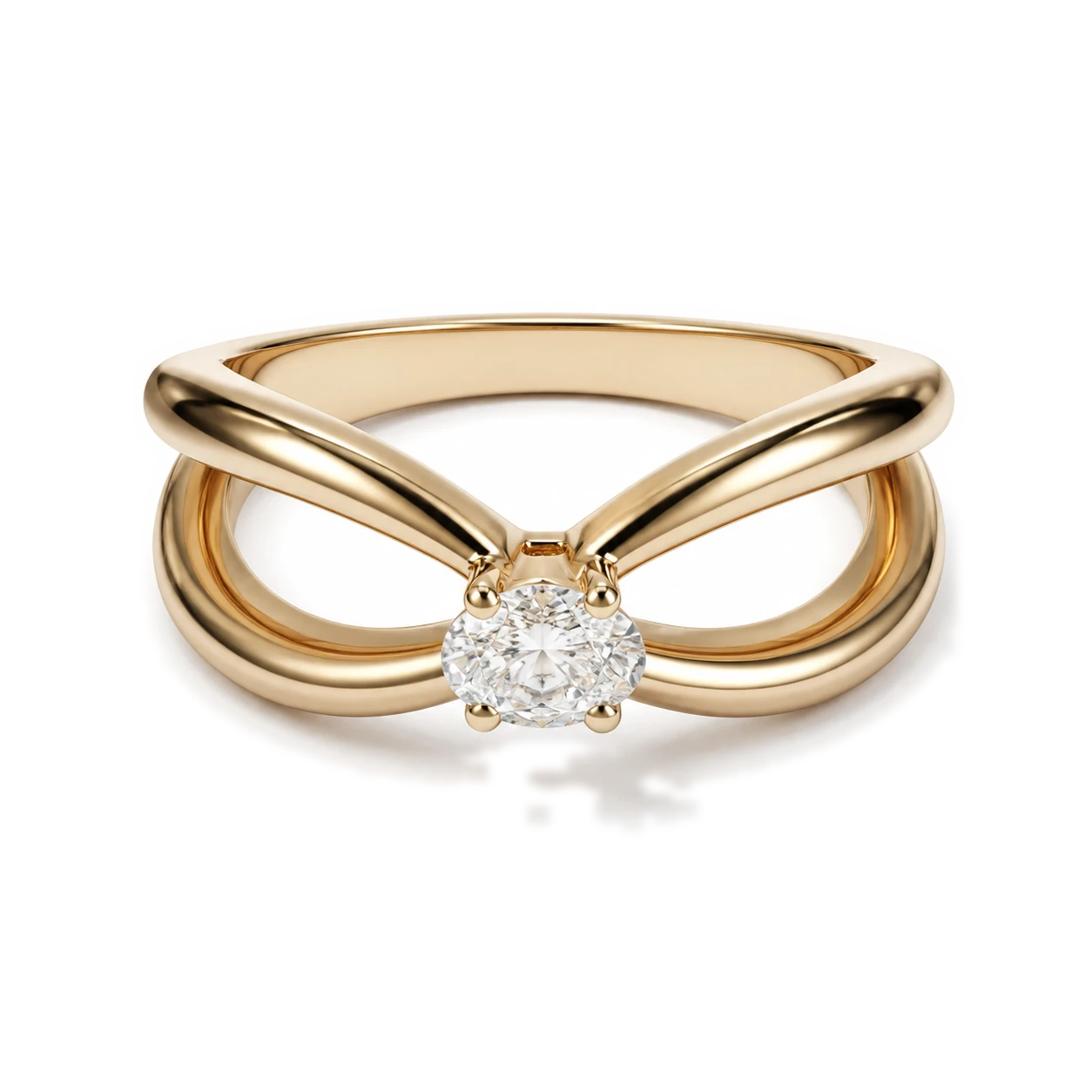 Anillo cruzado con solitario