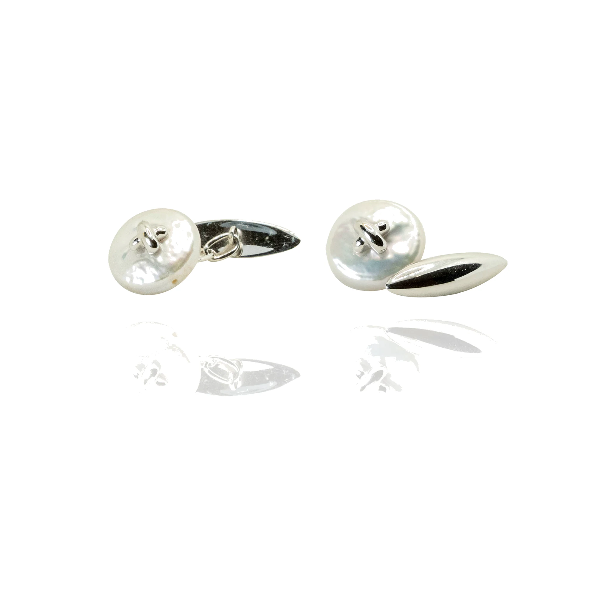 Gemelos oro blanco y perlas
