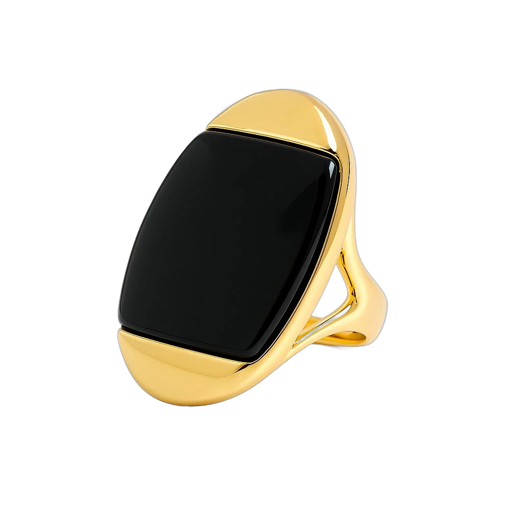 Anillo oro obsidiana negra