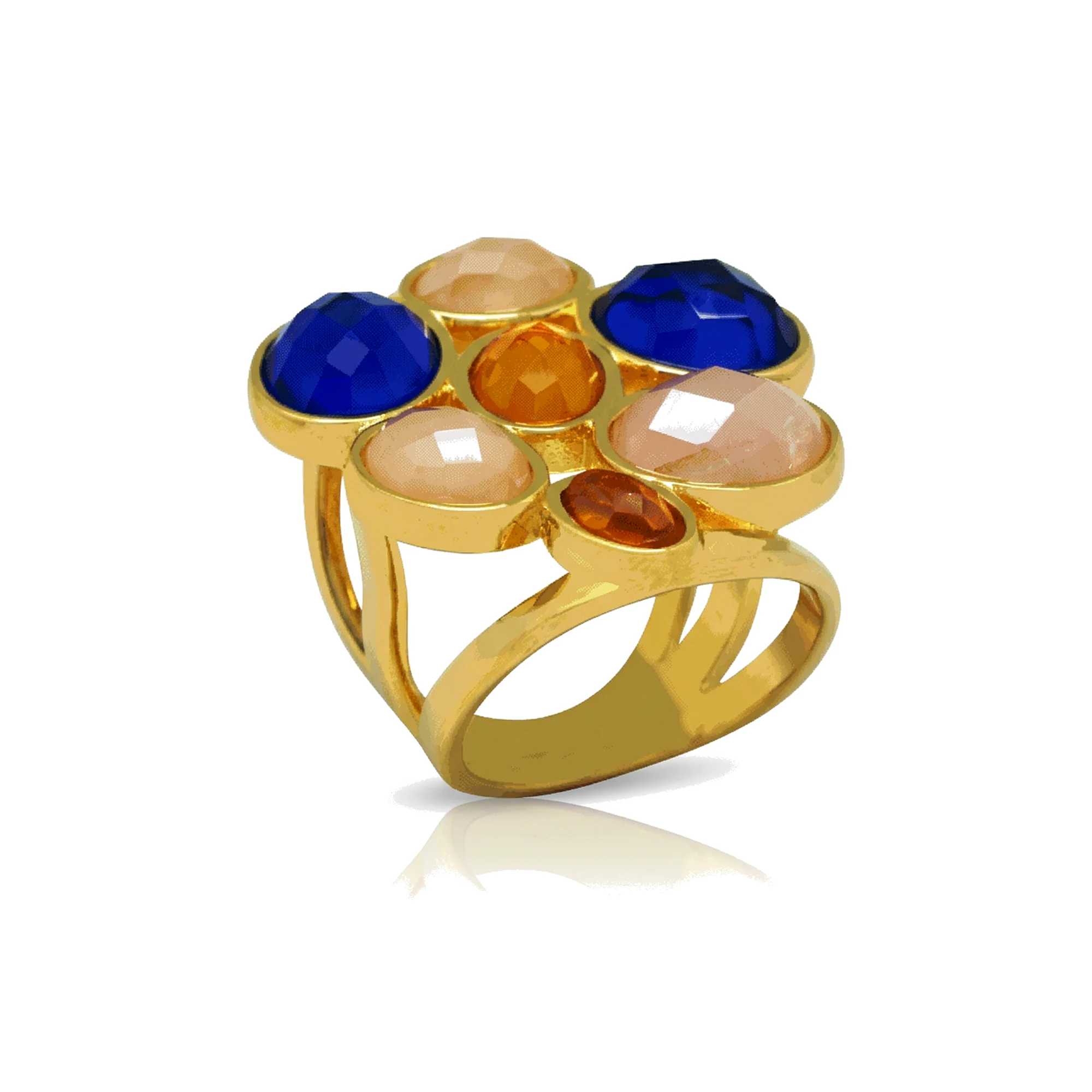 Anillo Colorido Piedras Geométricas