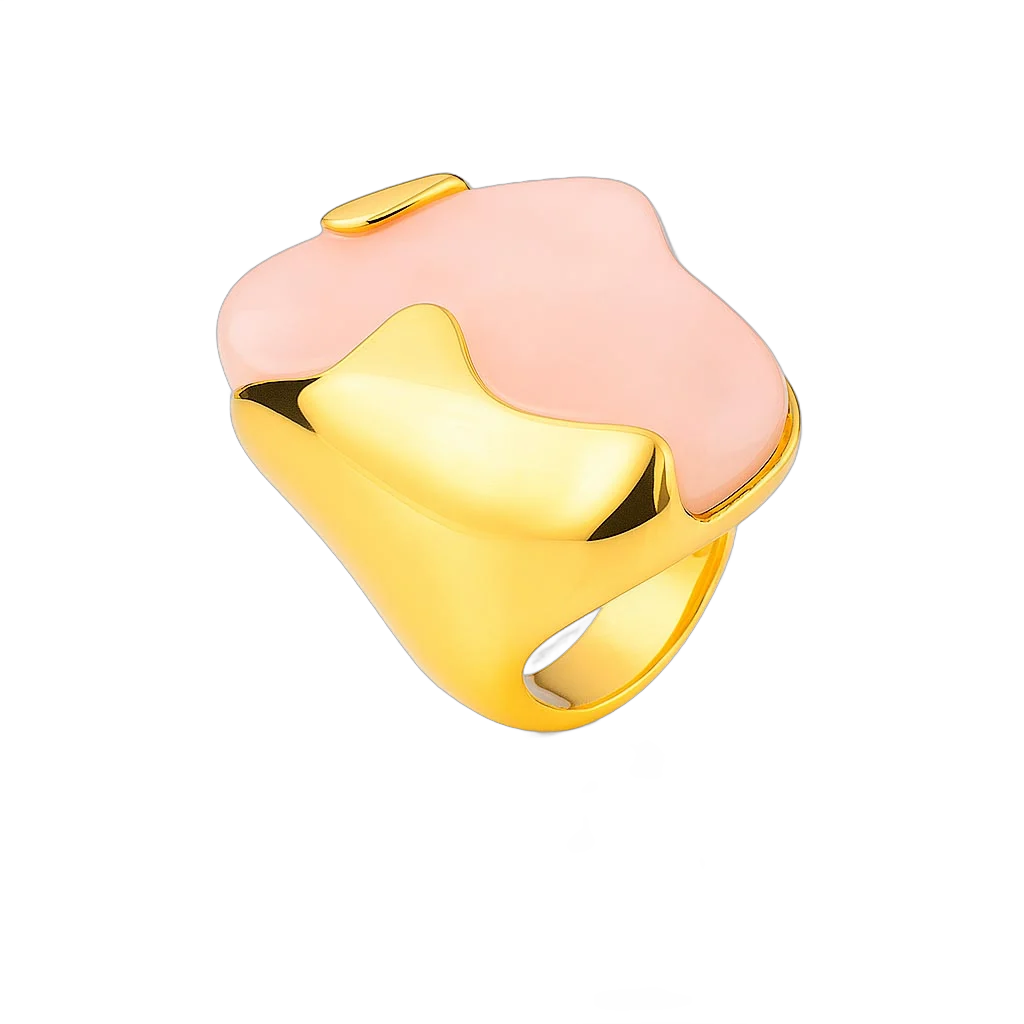 Anillo oro cuarzo rosa