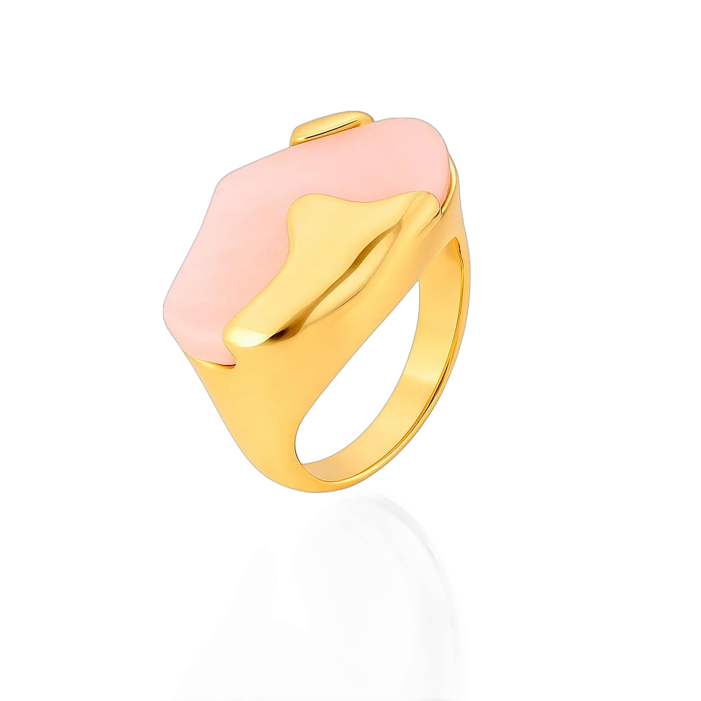 Anillo oro cuarzo rosa