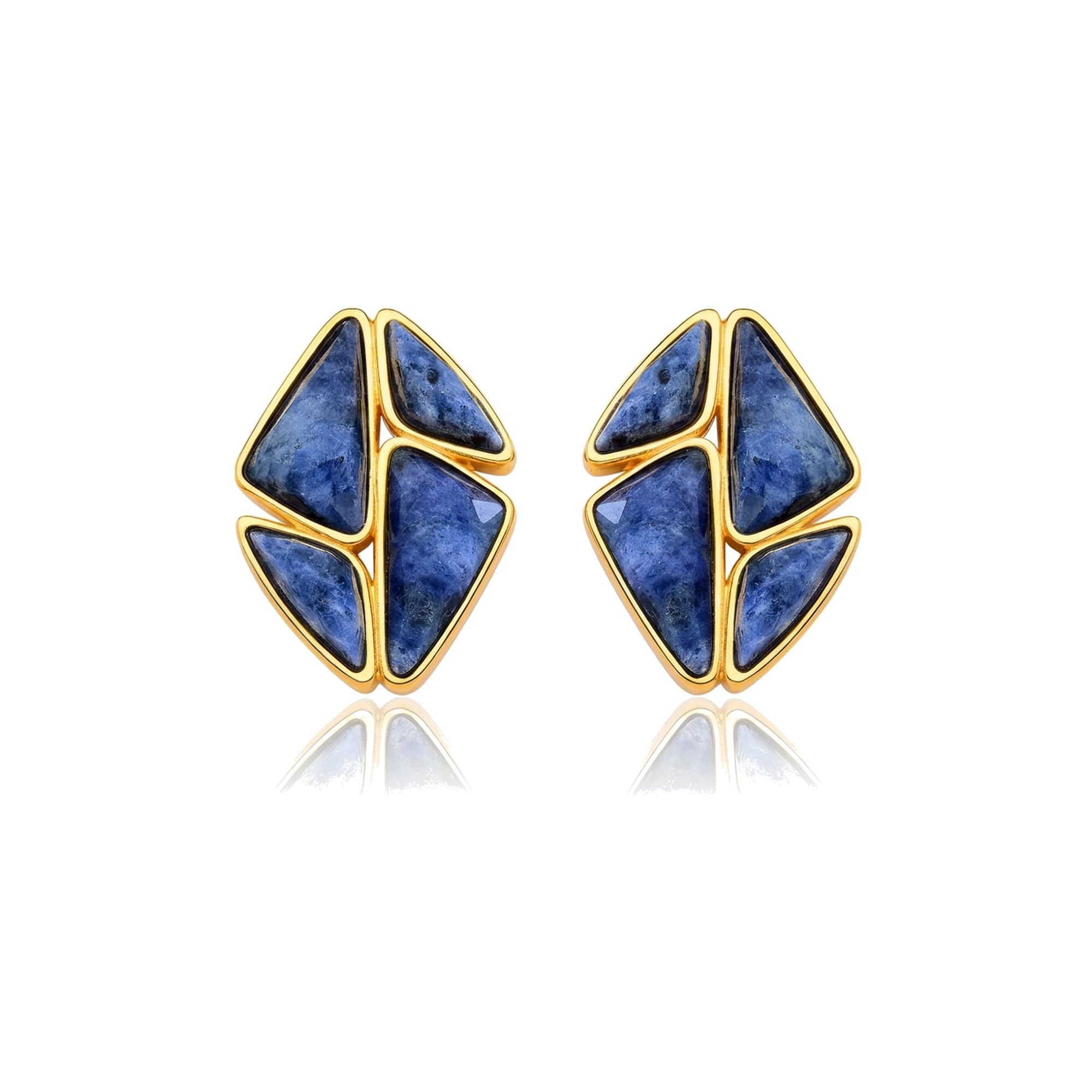 Pendientes Cortos Ágata Azul Rayada