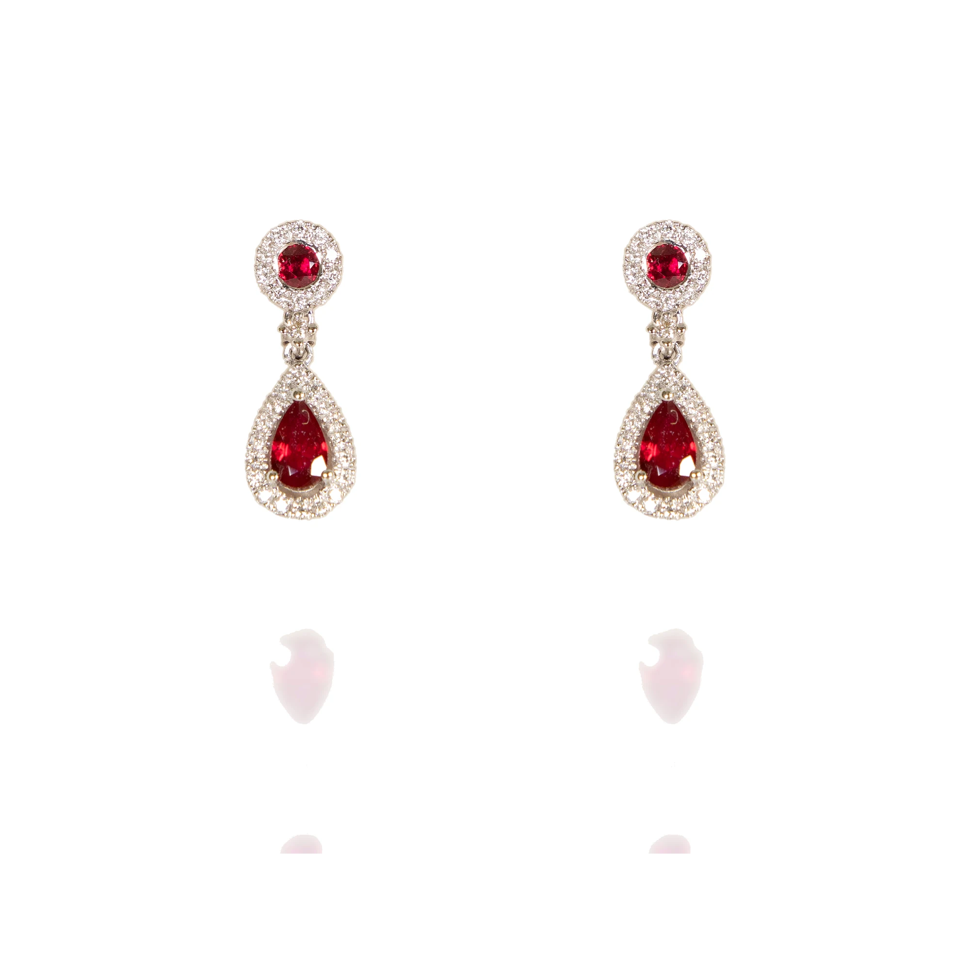 Pendientes rubí y brillantes