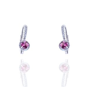 Pendientes oro de ley blanco, turmalinas y diamantes