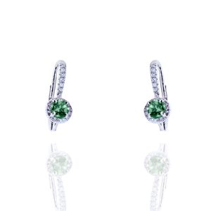 Pendientes oro de ley blanco, tsavoritas y diamantes