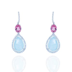 Pendientes oro blanco y brillantes