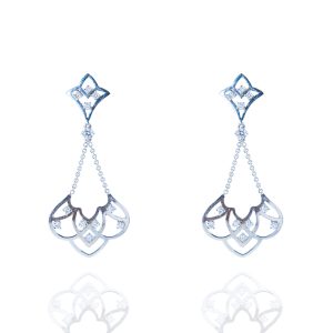 Pendientes Chandelier oro blanco de ley con diamantes engastados