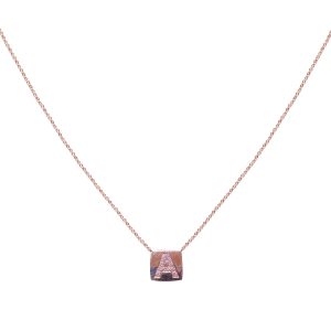 Colgante letra A oro rosa con diamantes
