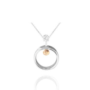 Colgante con cadena oro bicolor y diamante engastado