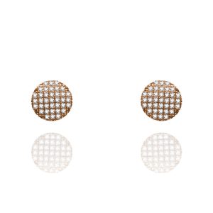 Pendientes oro rosa de ley y brillantes blancos