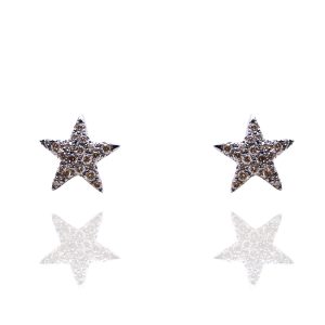 Pendiente estrella oro rosa de ley y brillantes brown