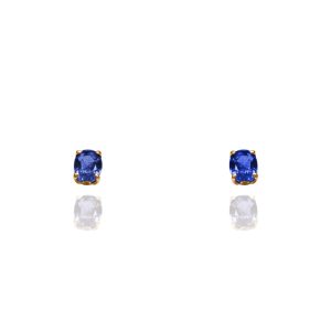 Pendientes oro de ley blanco y zafiro