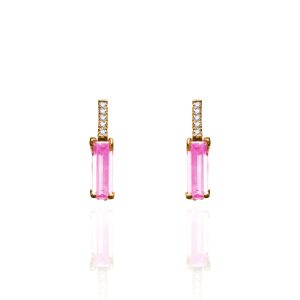 Pendientes oro de ley, brillantes y rosa de francia