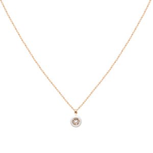Colgante oro amarillo, ágata blanca y brillante