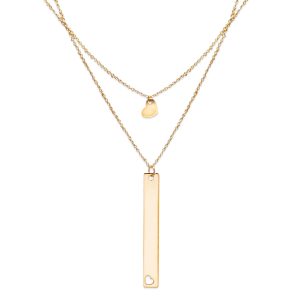 Colgante oro rosa con cadena y chapa de corazón