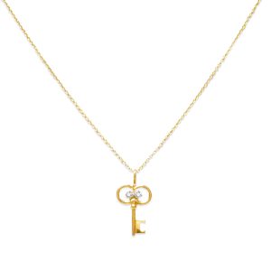 Colgante llave oro rosa y brillante