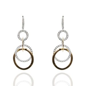 Pendientes oro blanco oro rosa y brillantes