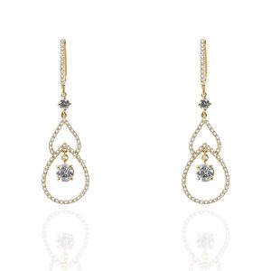 Pendientes oro blanco y oro rosa y brillantes